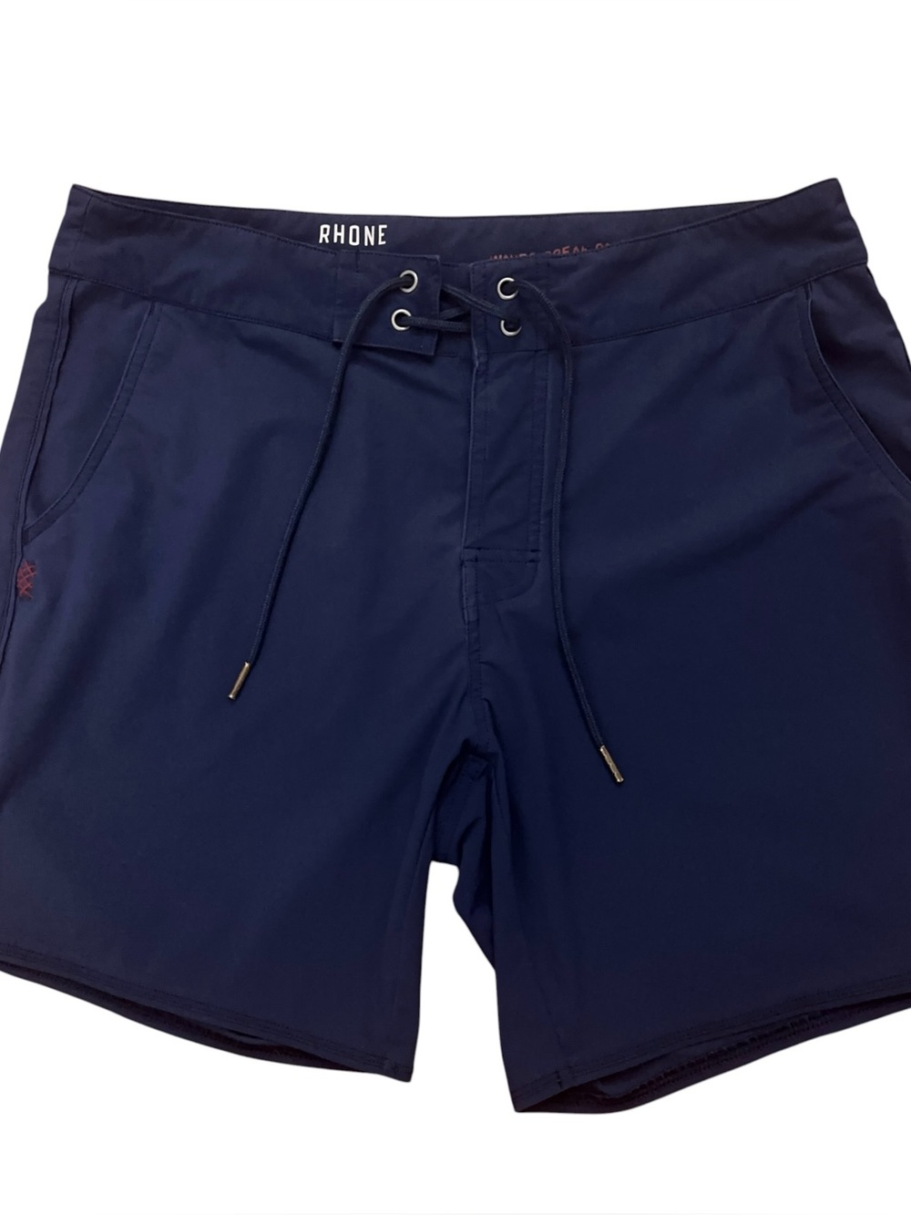 Rhone Quick Dry Swim Trunks Mens Size 32 Drawstring Board Shorts Stretch Blue